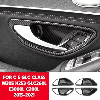 1X(Carbon Fiber Car Door Handle Bowl Cover Trim For C E GLC Class W205 X253 GLC2 • $31.89