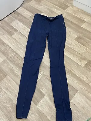 Zara Blue Side Zip Stirrup Elasticated Ankle Jeggings Leggings EUR 40 Uk 12 • £7