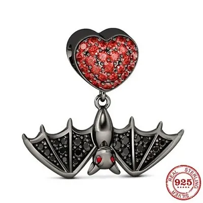 S925 Sterling Silver Black Bat Charm For Bracelets • £7.96