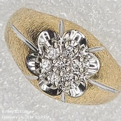  Men's 14k Y/G  6.5- Grams Round Cluster Ring  7-Diamonds .24Ct  *Size 8 • $356.39