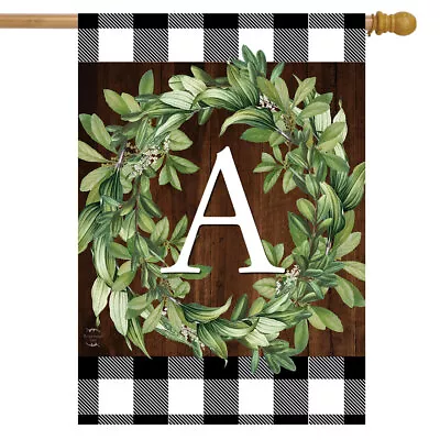 Wreath Monogram A Double-Sided House Flag Everyday 28  X 40  Briarwood Lane • $18.99