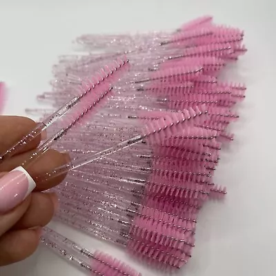 100 Pcs Disposable Mascara Wands Crystal Eyebrow Spoolies Brush For Eyelash • $11.99