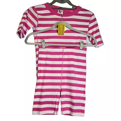 NEW Hanna Andersson 12 Pink Stripe Organic Cotton Short Sleeve Shorts Pajamas • $30.40
