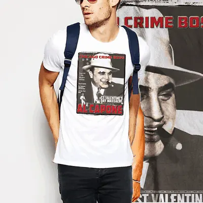Gangster T-shirt Al Capone Hitman Mob Street Hustle Mobster Mafia Hit White Tee • $19.99