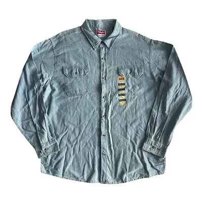 $22.50 • Buy VTG Wrangler Mens Lightweight Denim Chambray Button Up Shirt XL Relaxed Cotton
