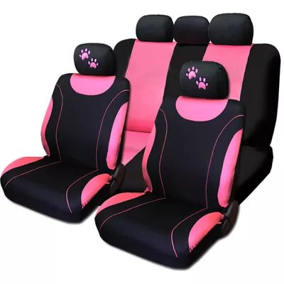 $33.29 • Buy For VW New Car SUV Fabric Seat Covers Pink Paws Set Women Girl Full Set