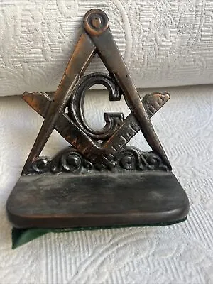 1 VTG Masonic Freemason Black Metal Bookend Compass Square  #7A • $39.99