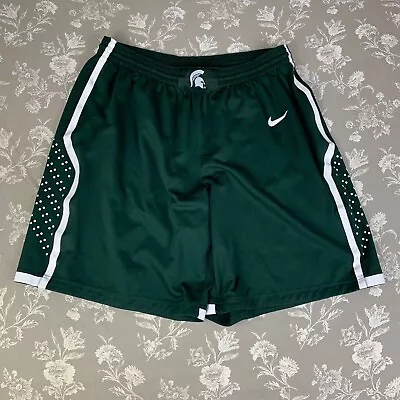 Michigan State University Nike Shorts Mens Large Team Issued Basketball Green • $49.99