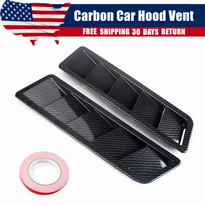$18.79 • Buy 1 Pair Carbon Car Hood Vent Scoop Cover Air Flow Intake For Ford Toyota Honda