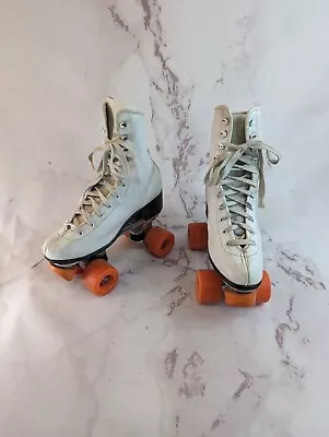 Vintage Roller Derby Skates Womens Size 6 White Urethane Wheel Shoe Orange  • $21.40