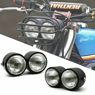 Motorcycle Front Twin Dominator Headlight Dual Lamp With Mount Bracket Street • $99.31