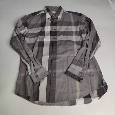 Burberry Brit Shirt Men Size 17/42 Nova Check  Gray Button Down Long Sleeve  • $79.99