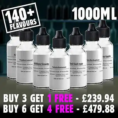 1000ml 1 Litre E Liquid Flavour Concentrate DIY Vape Juice Mix Extra Strong 0mg • £79.98