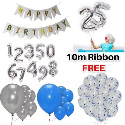 Birthday Banner Balloons Self Inflating Latex Balons18th 21st 25th 30th Party • £2.29