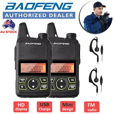 $35.99 • Buy 1-2x BF Mini Walkie Talkie UHF 400-470MHz Ham Two-way Radio Transceiver Earpiece