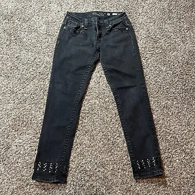 Miss Me Jeans Women's Size 30 Black Cuffed Skinny Embellished Y2K - Pre-Owned • $14.99