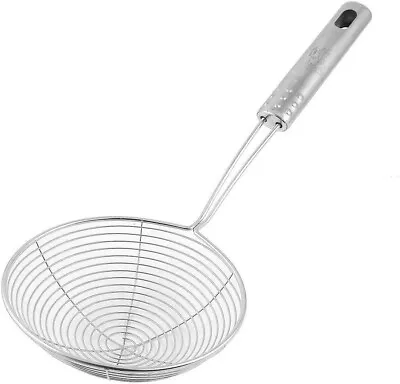 Ladle Mesh Colander Strainer Chips 4.6  Dia Akord Stainless Steel Silver • £5.49