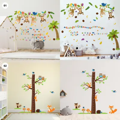 $26.95 • Buy Jungle Animal Kids Wall Art Stickers Decal Transfer For Home Nursery Decorations