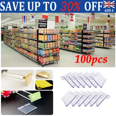 £12.82 • Buy 100PCS Clip On Tag Price Holders Plastic Label Holders For Supermarkets Clear