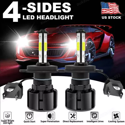 9003 H4 LED Headlight Bulbs Kit 10000W 1000000LM Hi/Lo Beam Super Bright White • $10.88