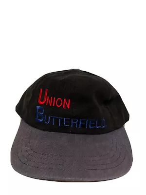 Vintage UNION BUTTERFIELD Drill Adjustable Hat Leather Strap Embroidered • $19.99