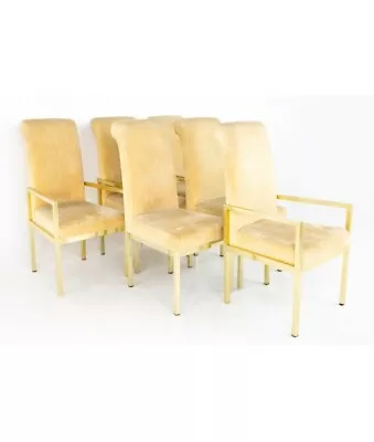 Milo Baughman Design Institute America Mid Century Brass Dining Chairs Set Of 6 • $2847