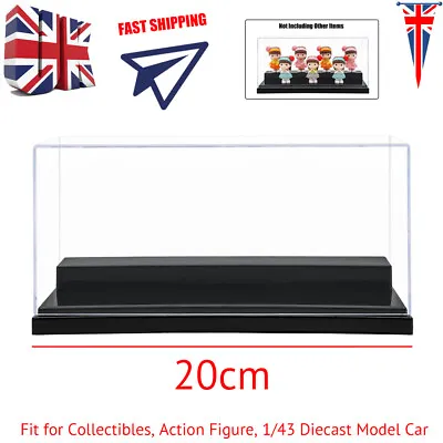 UK Clear Acrylic Display Case Perspex Box Plastic Base Protection Dustproof 20cm • £12.99