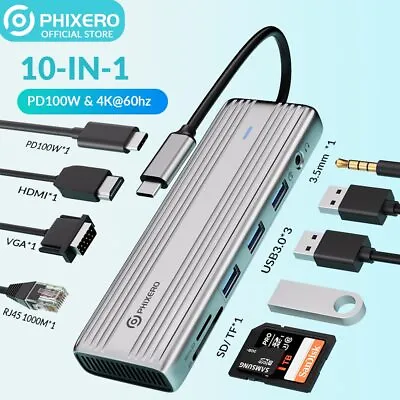 5/6/10 In1 USB-C Hub Adapter Type-C Hub HDMI For MacBook Pro Air IPad Pro Laptop • $18.99