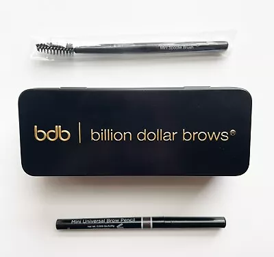 BDB Mini Universal Brow Pencil | Mini Spoolie Brush | Tin Box With Mirror NEW • $9.99