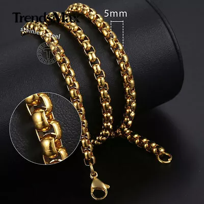 5mm 18-24  Gold Plated Stainless Steel Round Box Chain Necklace Men Women Gift • $8.99