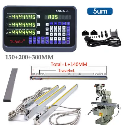 3 Axis Digital Readout DRO Display 5µm Linear Scale 6 +8 +12  Full Kit For Lathe • $249.98