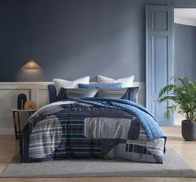 Logan & Mason Statham Quilt Cover Set Navy • $34.97