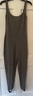 Vintage OMO Norma Kamali Sleeveless Gray Knit Catsuit W/ Sturrups Size Small • $249.99