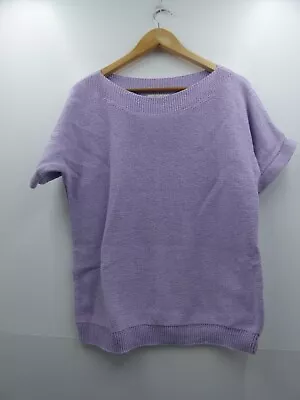 Ladies White Stuff Purple Short Sleeve Linen Blend Knit Jumper Size 10 • £12