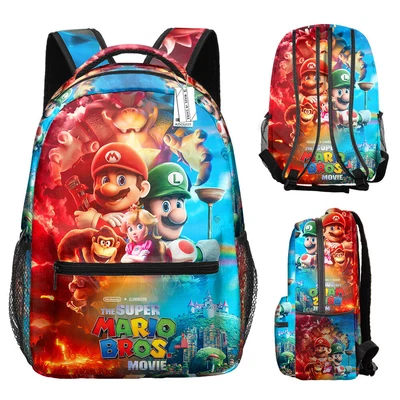 Super Mario 3D Print Kids Student School Bag Boys Girls Travel Backpack Rucksack • £16.79