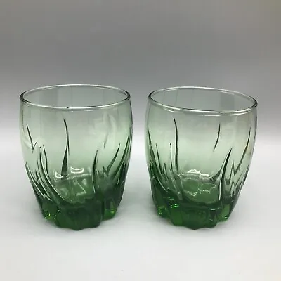 Anchor Hocking Central Park Double Old Fashioned Fern Green Vertical Wave 4  • $20