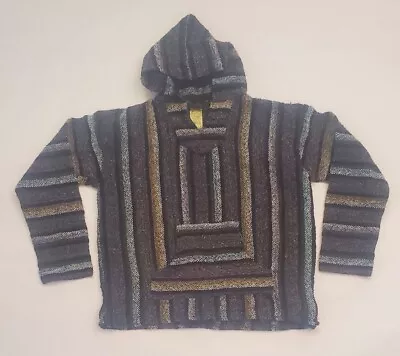 Franks Textiles Hoodie Adult X-Large Multicolored & Gray Baja Mexican Poncho • $14.95