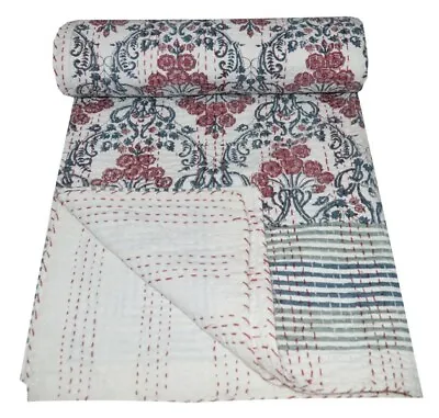 £39.99 • Buy Indian Kantha Quilt Bedspread Bedding Throw Pure Cotton Blanket Hand Block Print