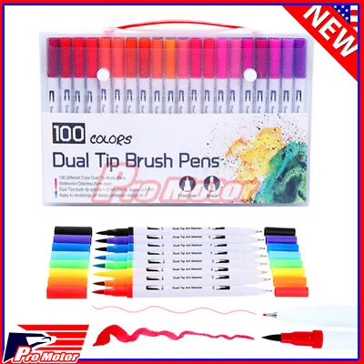 $8.30 • Buy Watercolor Brush Marker Pens Dual Tips Soft Fine Art Drawing Pen