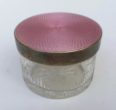 £99.99 • Buy Fine Quality Antique Silver Gilt, Guilloche Enamel & Cut Glass Jar 1928