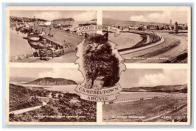 Scotland Postcard Goodluck From Campbeltown Argyll 1957 Multiview • £28.91