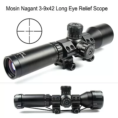 TACFUN Mosin Nagant 3-9x42 Long Eye Relief Scope /w Ring Mount • $74.85