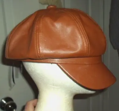 Leather-Like Mens Gatsby Cap Newsboy Hap Golf Driving Cabbie Caramel-Brown • $9.99