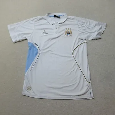 Le Coq Sportif Manchester City Polo Shirt Mens Large White Short Sleeve MCFC • £15.99