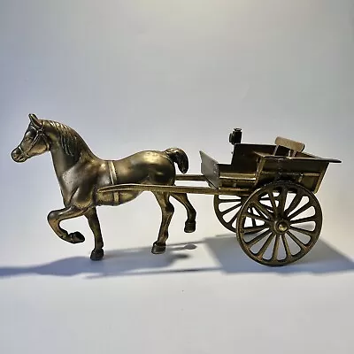 Vintage Brass Horse & Cart. • $60