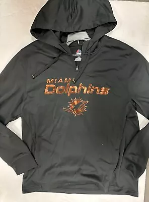 NEW Men's NFL Miami Dolphins Black Gold  Hoodie Sweatshirt Majestic Large • $29.99