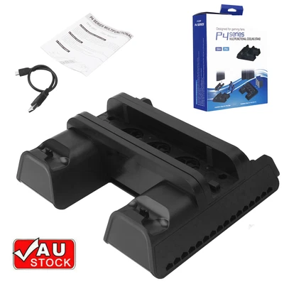 $30.99 • Buy Vertical Stand For PS4/PS4 Slim With Cooling Fans,Controller Charging Station