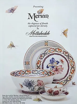 1995 MOTTAHEDED Timeless Classic Dinnerware MERIAN Florals Vintage PRINT AD • $9.95
