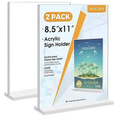 2 Pack Acrylic Sign Holder 8.5x11 Inch Clear T Shape Menu Display Stand • $17.01