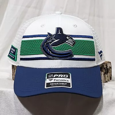 Vancouver Canucks NHL Hockey Draft Hat Mesh Snapback Adjustable Cap White Orca • $20